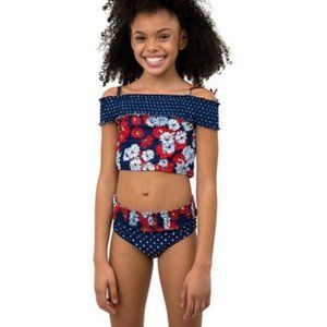 Jantzen Blue & Red Floral Nautical 10